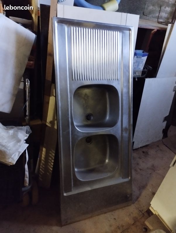 Evier inox deux bacs (image 1)