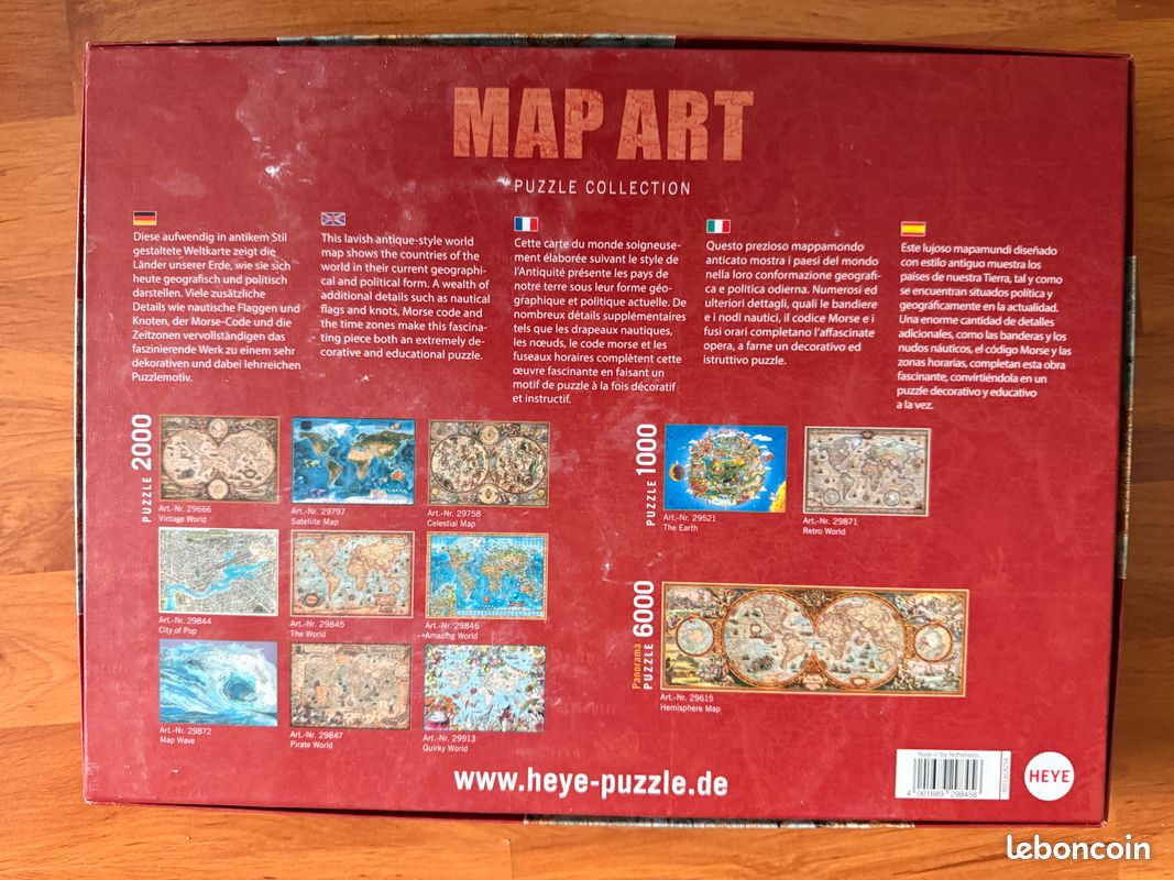 PUZZLE HEYE 2 000 PIECES MAP ART carte du monde (image 2)