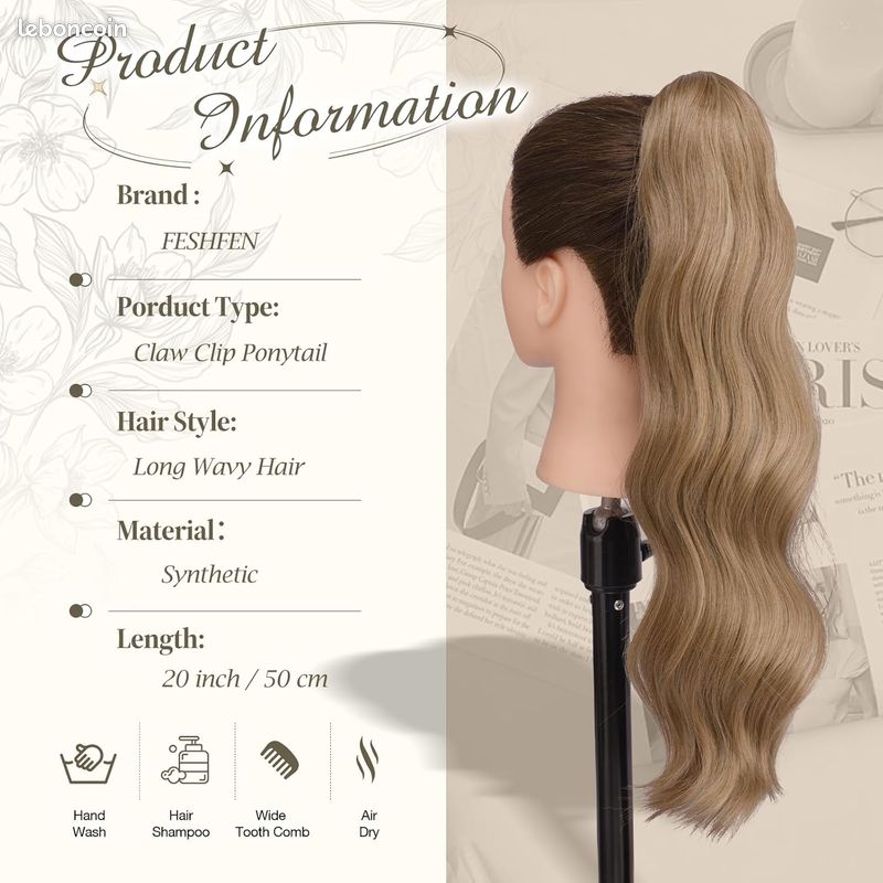SEGO Extension Queue de Cheval Cheveux Naturel Blonde - Queue de Cheval