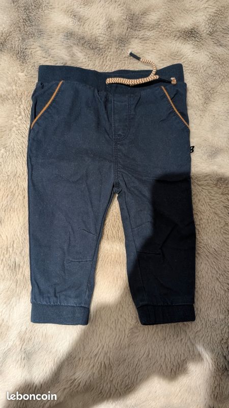 Pantalon jogger souple bleu marine Obaïbi - 12 mois (74 cm) (image 1)
