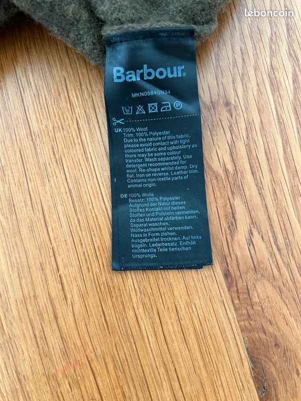 Pull Barbour Homme vert Olive 100% laine coudières marron Taille XS (image 8)