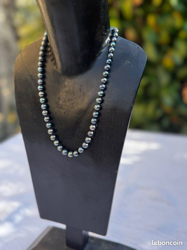 Ancien Collier à Perles Avec Fermoir En Argent Massif 925 - Vintage