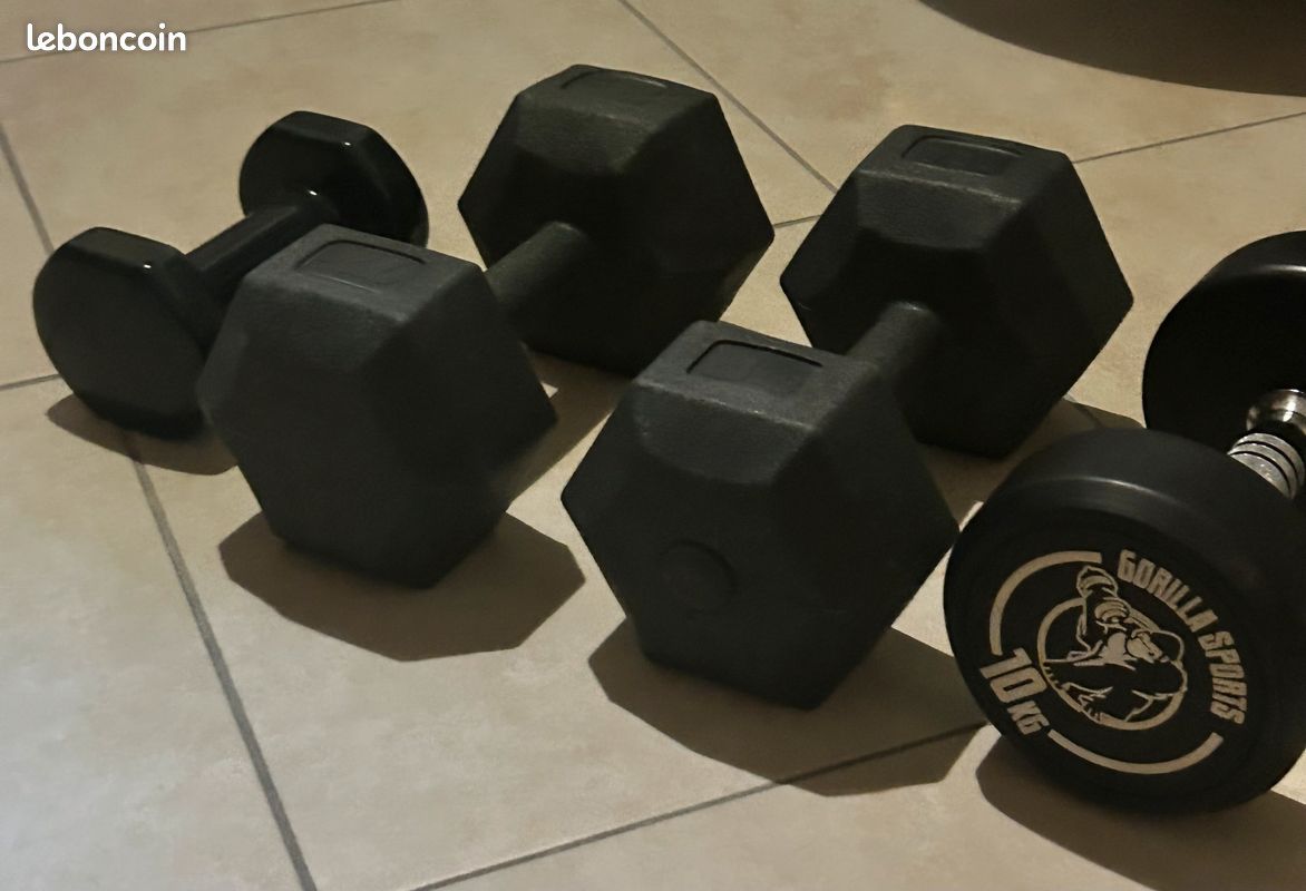 Lot de deux haltères DUMBBELL jaunes - orange, 4 kg
