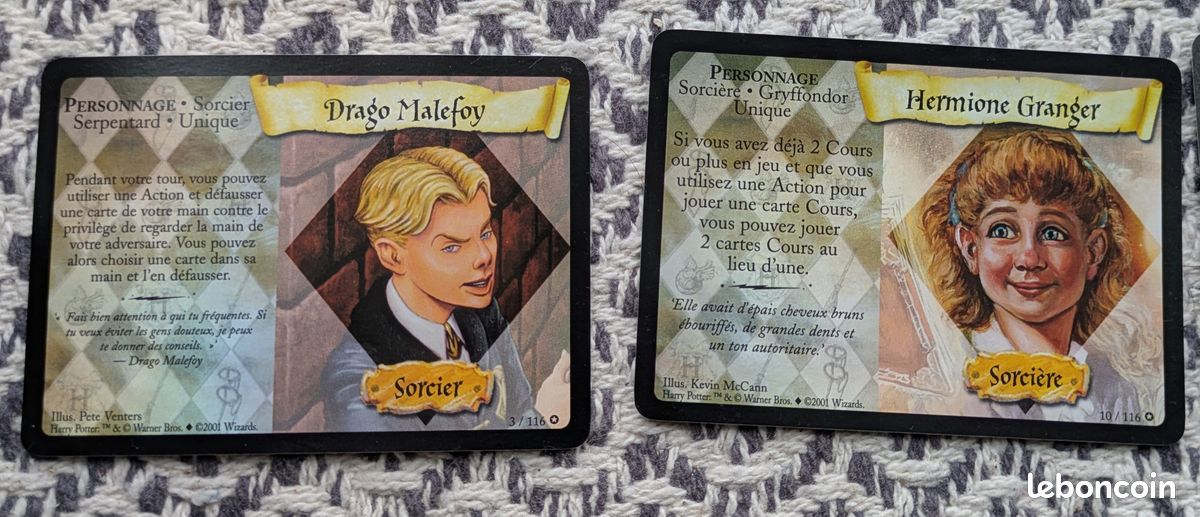 2 Decks De Cartes Harry Potter (Wizards, 2001) – Français, Holo, état Lightly Played