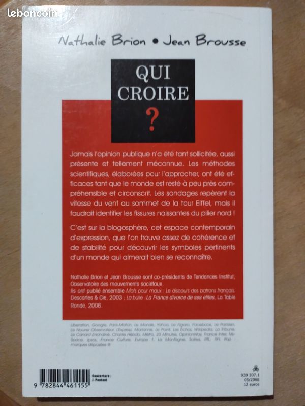 Qui croire de Nathalie Brion et Jean Brousse dédicacé par Nathalie éditions Descartes & Cie (image 3)