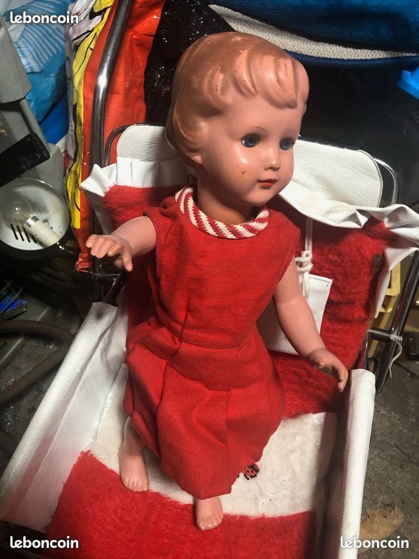 Ancienne Poupée Schildkröt 1950 36 Cm Cheveux Moulés Allemagne Fille Collection