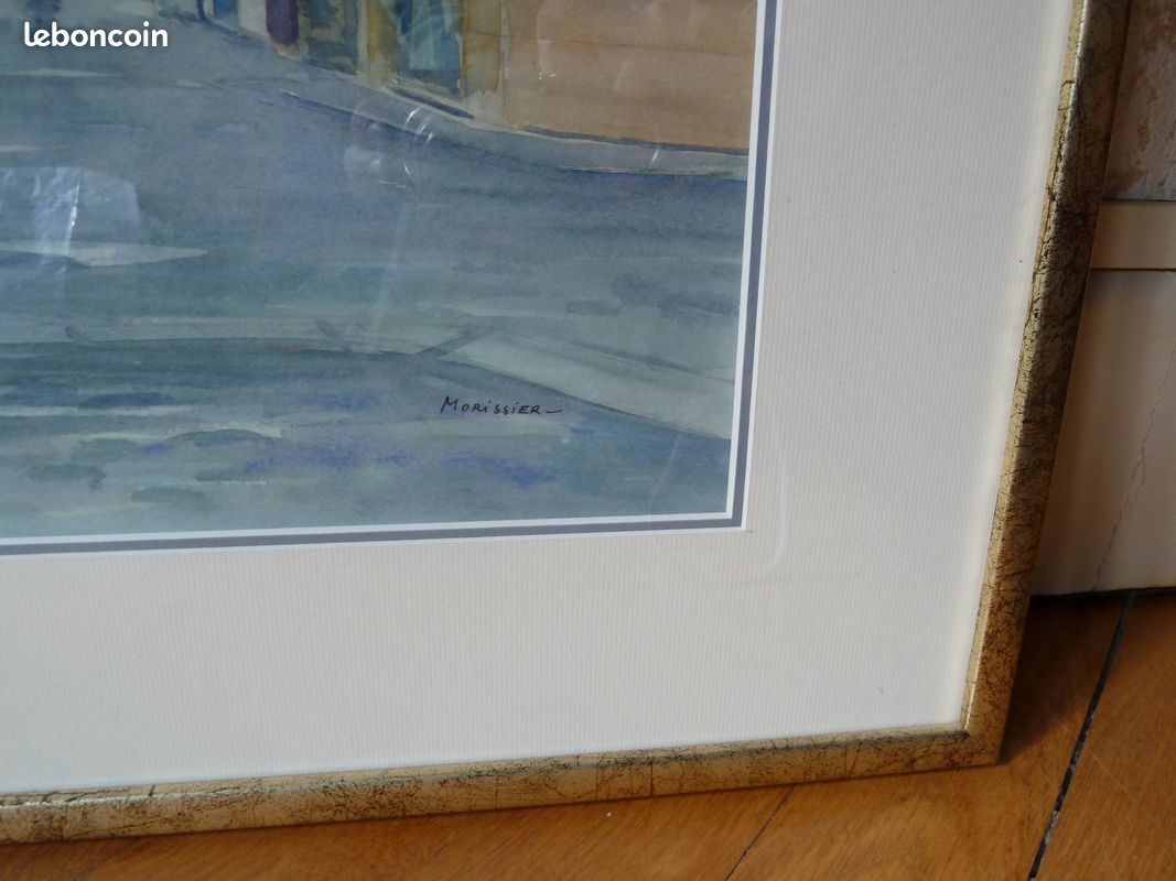 Aquarelle Originale De Morissier : Place Bellecour à Lyon - Tableau Paysage Signé