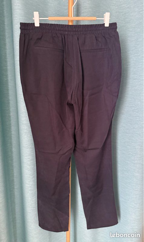 Pantalon droit femme à taille élastique Camaïeu marine taille 40