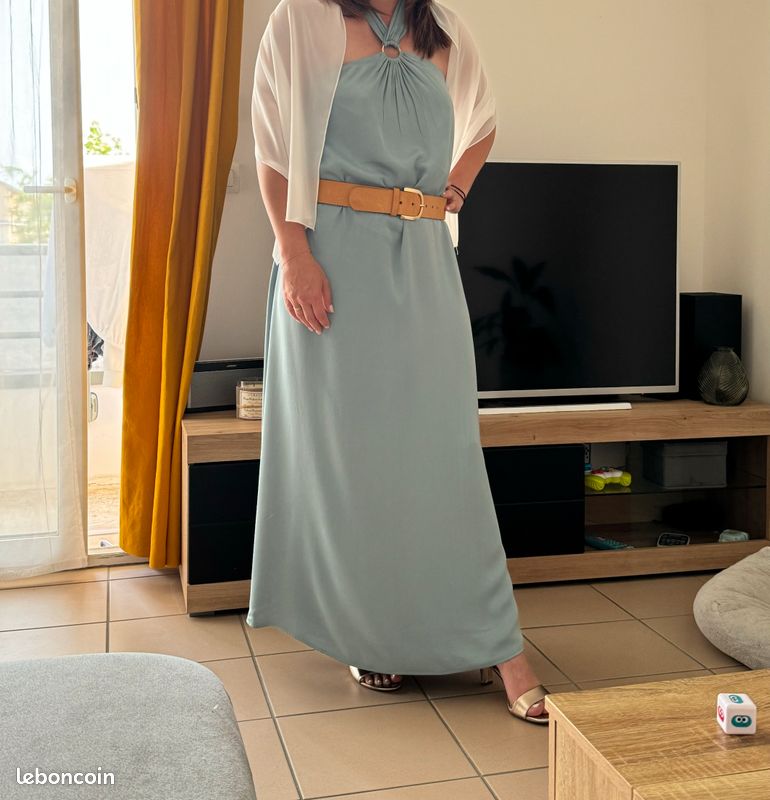 Robe En Soie 100% - Marque 123 - Taille 40 - Couleur Taupe - Neuve Sans étiquettes