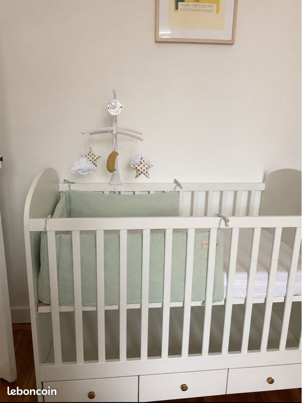 Lit bébé avec tiroir, blanc, 60x120 cm (image 5)