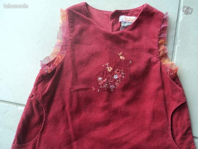 Robe Sans Manches Velours Bordeaux 18 mois (image 2)