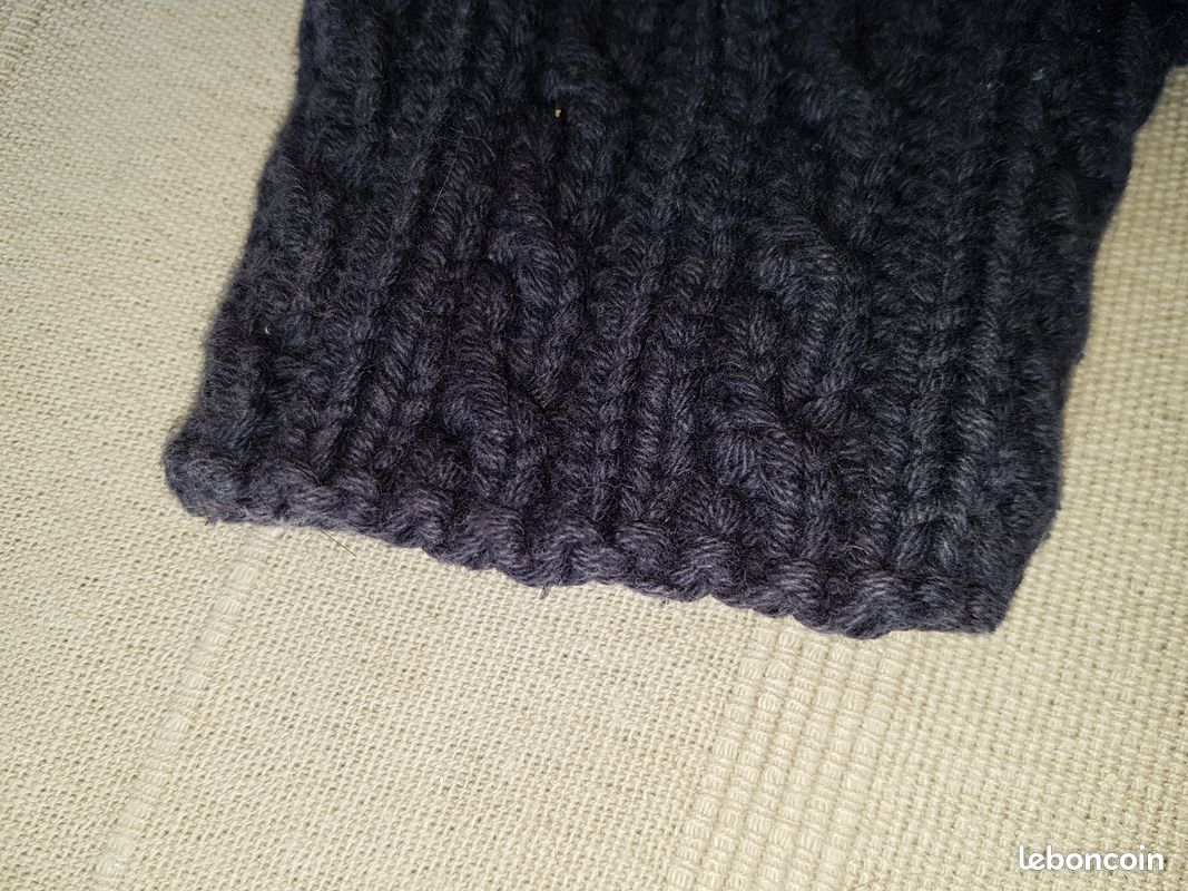 Beau pull torsadé irlandais 100 % coton bleu marine S M 36 38 (image 2)