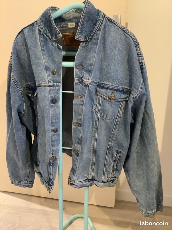Veste En Jean Vintage Stay Tuned Homme – Gris Lavage Diamant, Taille L, Neuve