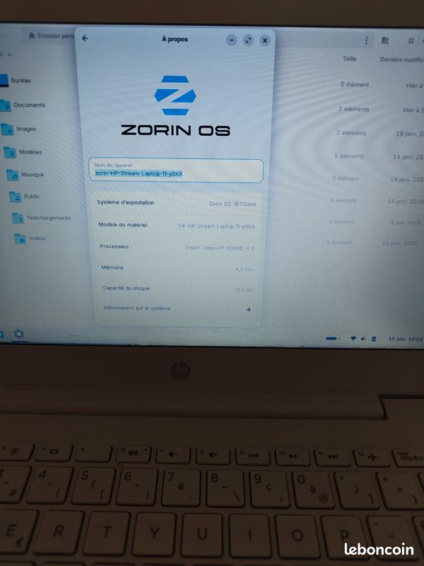 Mini PC HP Stream 11-y006nf sous Linux Zorin (image 2)