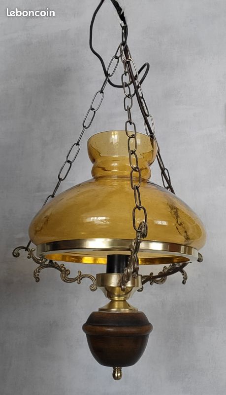 Lustre verre et cuivre (image 1)