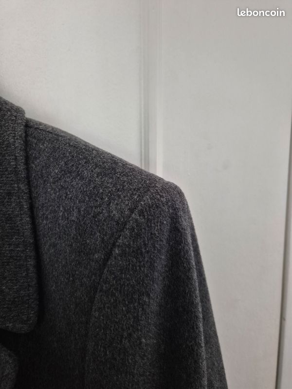Manteau Vintage Rothschild Laine Gris Accents Velours Noir - Taille 14 Fille, Occasion Très Bon état