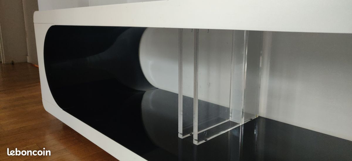 Meuble tv bas blanc et noir (image 4)