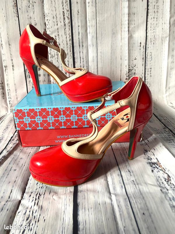 Talonnette Escarpin Talon Bobine Chaussure Pin Up Petit Talon