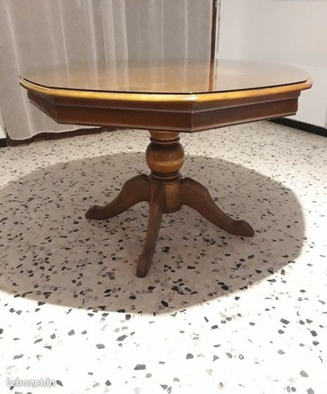 TABLE RONDE avec verre découpé sur mesure et ses 2 allonges (image 2)