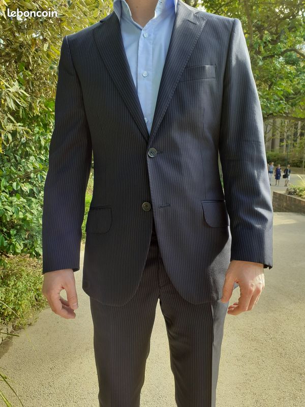 Costume bleu nuit rayure « banquier » Hackett – Taille 46R (regular) 100% Laine (image 4)