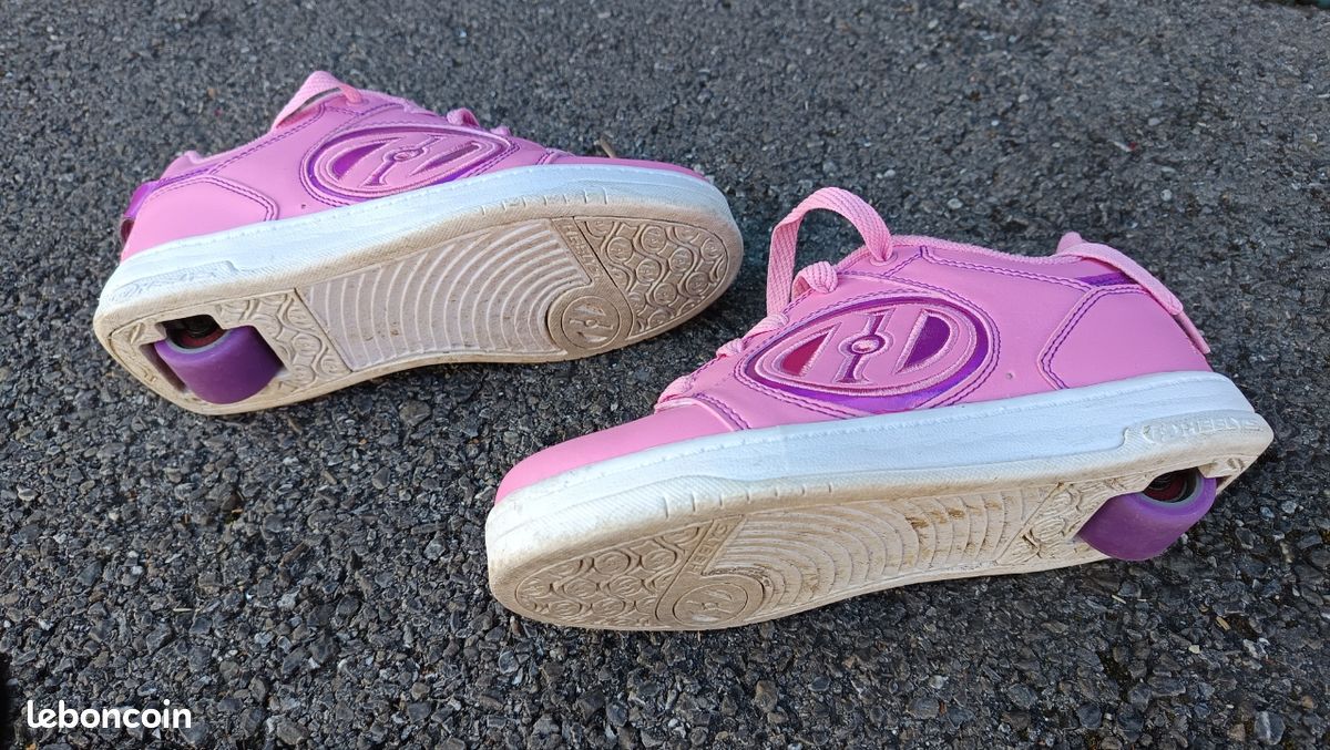 Chaussures Heelys à Roulettes Roses Pailletées - Fille Taille 1 - Occasion