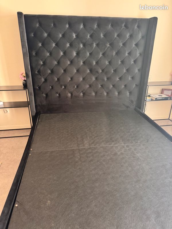 Urgent Lit coffre 160x200 noir + 2 tables de chevet offertes – 350 (image 12)