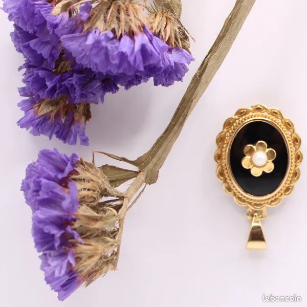 Pendentif ancien Or jaune 18 carats, Onyx et Perle de culture (image 4)