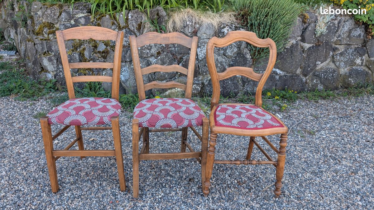3 Chaises de caractère restaurées par tapissier (image 1)