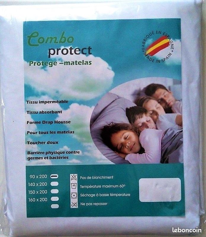 Protège-Matelas - Combo Protect 90X200 ou 160x200 Forme Drap Housse Tissus Imperméable (image 1)