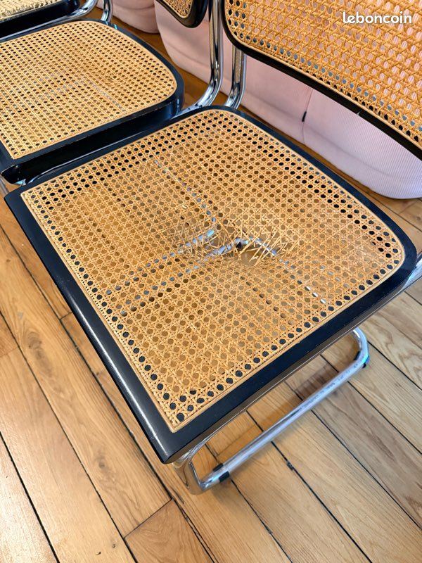 Lot 4 chaises vintage Marcel Breuer S 32 noires (image 5)