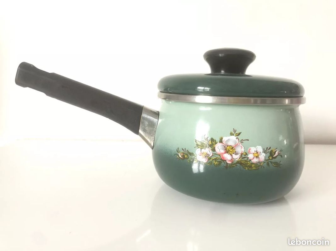 ORION Casserole émaillée FLEURS 16 cm Couvercle gaz