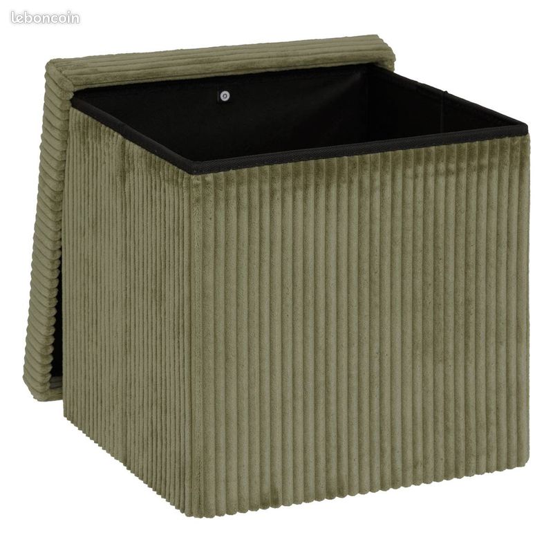 Pouf pliant coffre de rangement "ARUM" 38x38 cm – Ivoire (image 5)