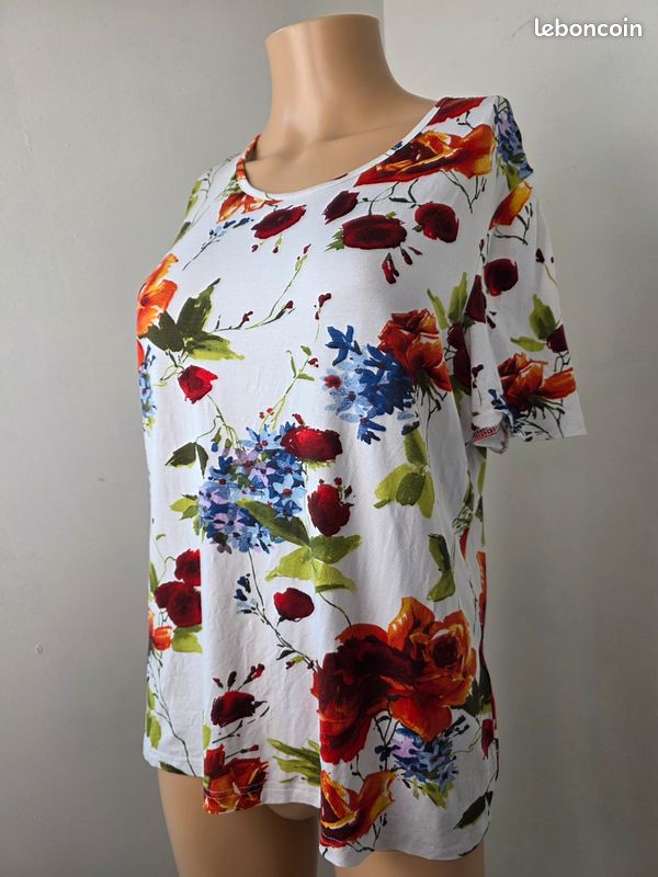 Tee-shirt imprimé floral 🍒Christine Laure🍒taille 42 (image 2)