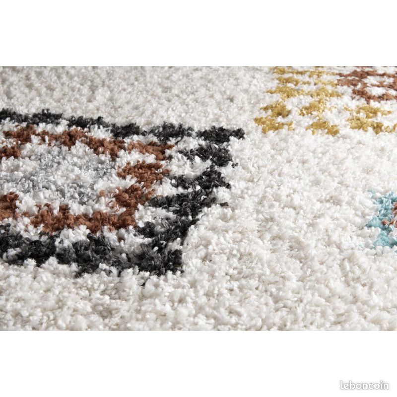 Tapis berbère shaggy ethnique Hysham Beige 160x230 (image 6)