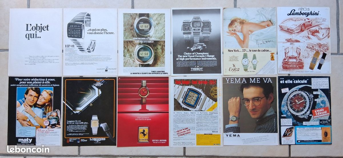 Lot 43 Publicités Magazines Briquets / Stylos / Montres / Lunettes /Fusils de Chasse Vintages 70/80 (image 1)