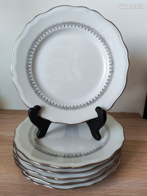 Service de 6 assiettes plates en porcelaine Louridoux création Ph. Deshoulières (image 1)
