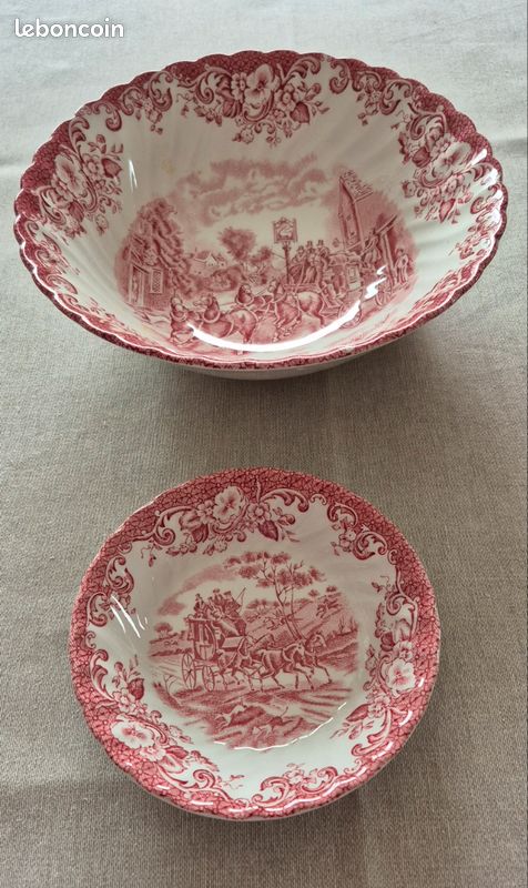 Ensemble dessert faience anglaise saladier + 8 coupelles (image 1)