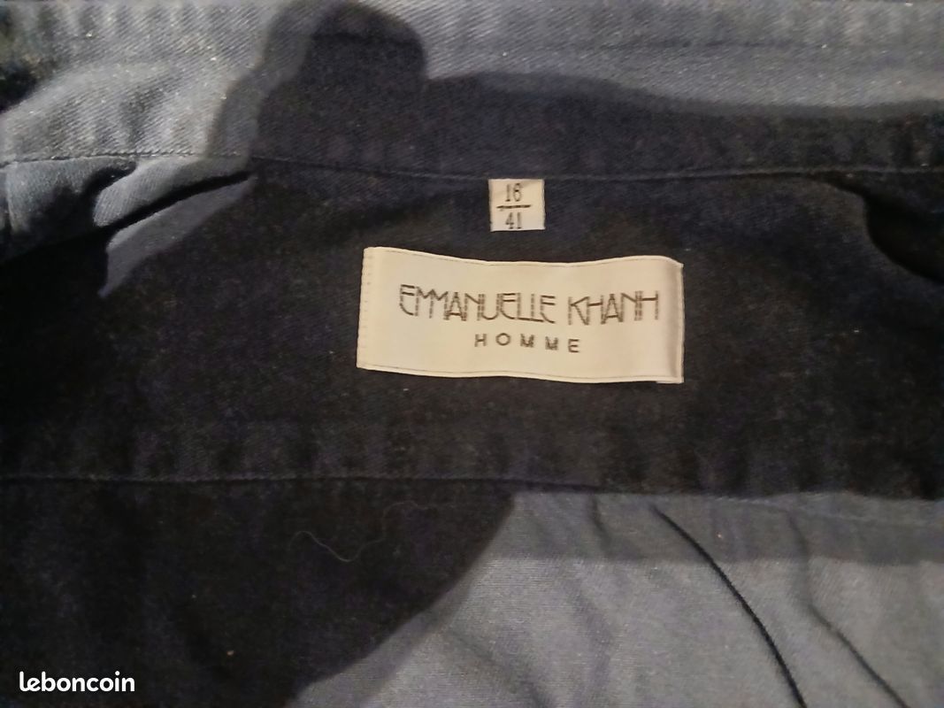 Chemise Homme EMMANUELLE KHANH - Taille XL - Couleur Gris - 100% Coton - En Très Bon état D'occasion - Coupe Classique
