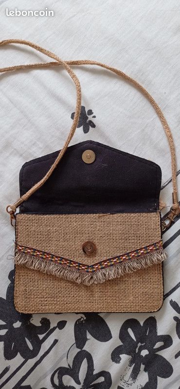 Sacoche Sac Ã Main En Toile De Jute Et Cuir Jute Sac Ã Main Toile Ã