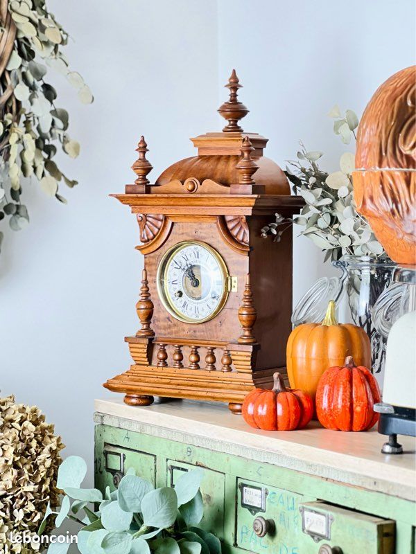 Horloge Vintage 15 Pouces Bois Laqué Tranche De Bûche - Années 70 - Rare
