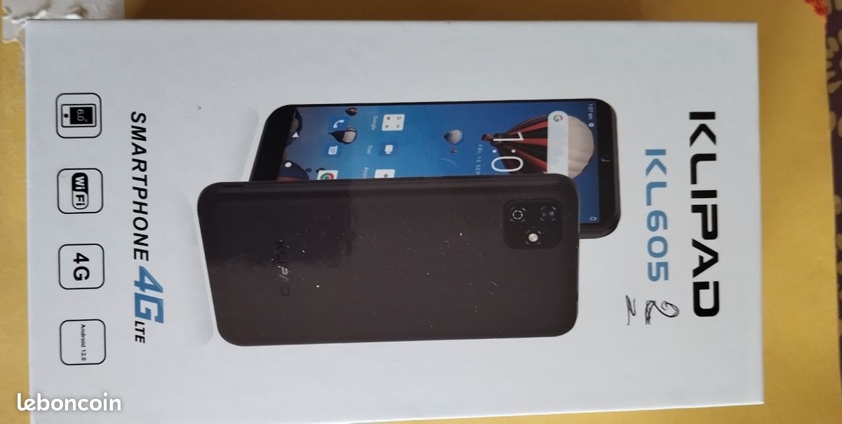 Téléphone Klipad Android 11 4G - Noir, écran 6,1'', 16 Go, Neuf