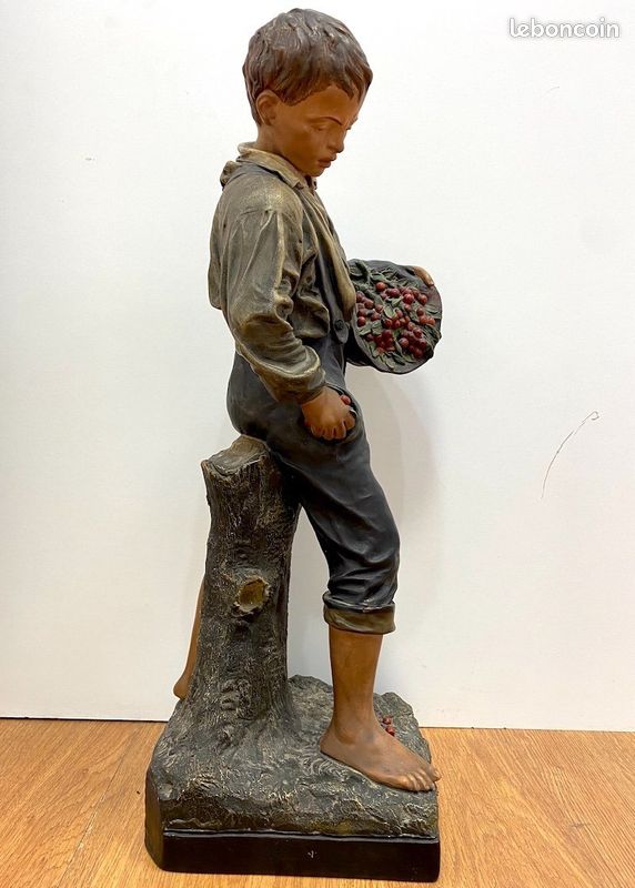 Joseph Le Guluche (1849 - 1915) - terre cuite " Le voleur de cerises" (image 8)