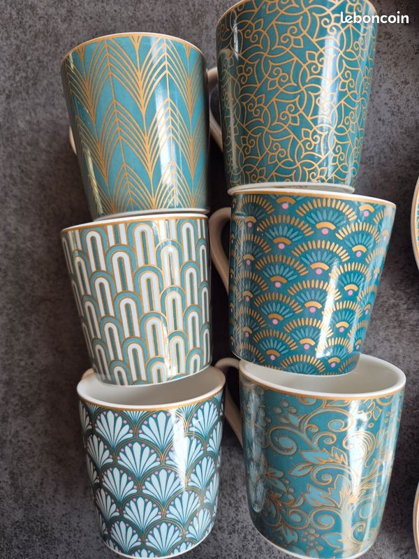 Service café 6 tasses expresso en porcelaine (image 1)