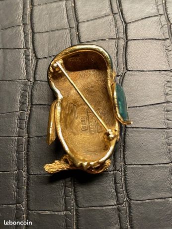 Broche Vintage CARVEN – Hibou Chouette En Alliage Doré – Bijou Rétro
