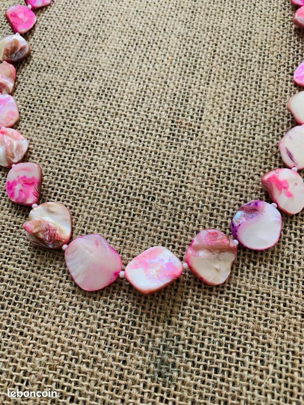 Collier de nacre véritable rose (image 2)