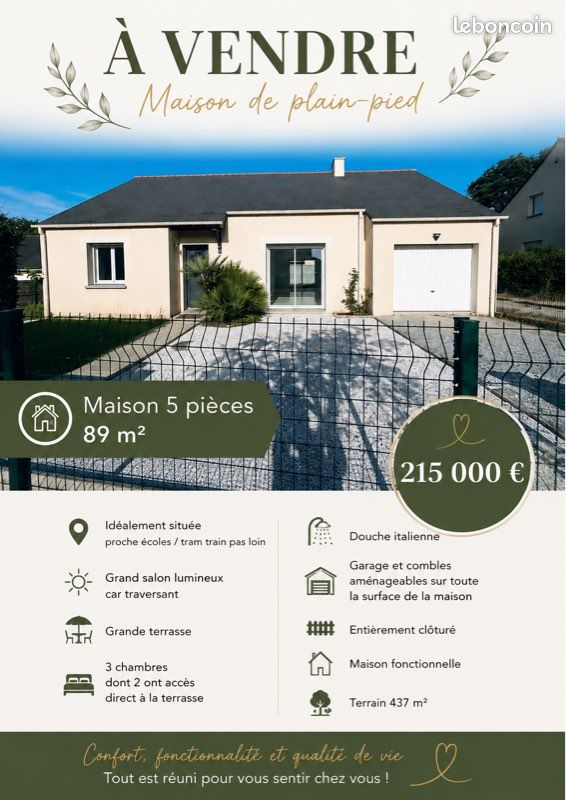 Maison 5 pièces 89 m² · à Abbaretz · 89 m² · 215 000 €