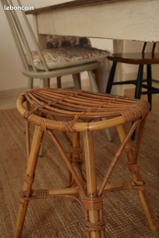 Tabouret en rotin ancien/vintage (image 2)