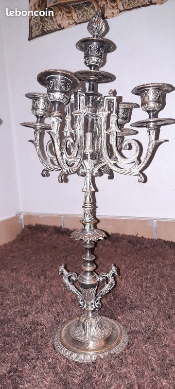 Ancienne belle bougeoirs en métal argenté ou Bronze argenté (image 12)