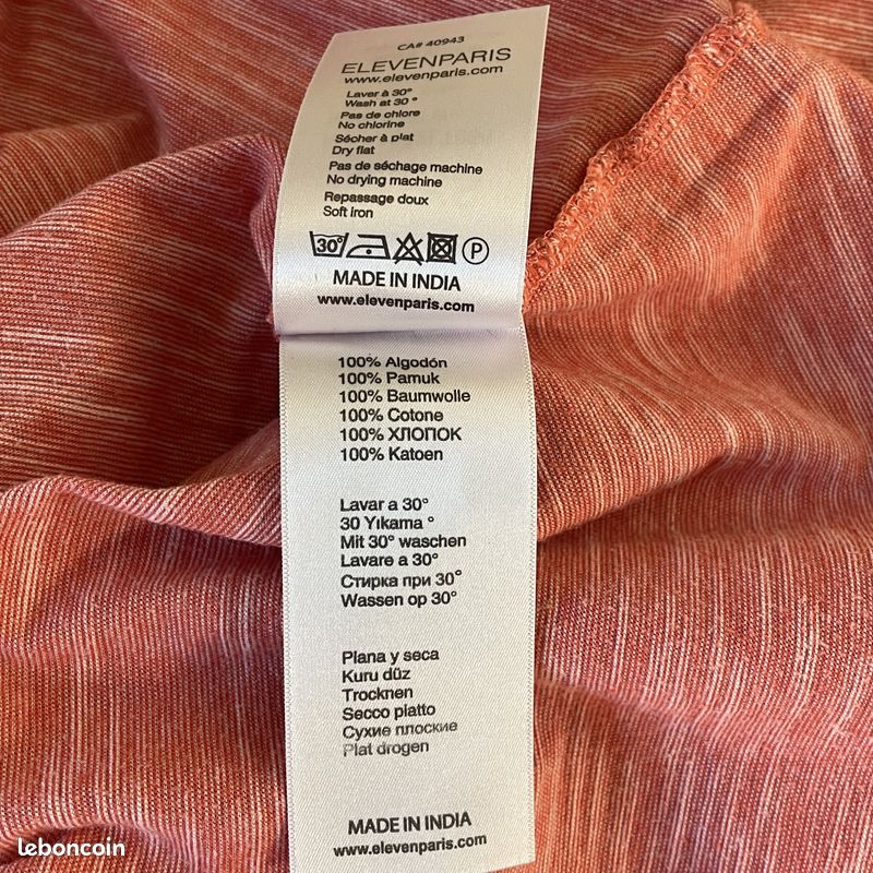 T-Shirt Femme Eleven Paris Sex Drugs and Marine boys Corail orange chiné Taille XS Manches courtes (image 6)
