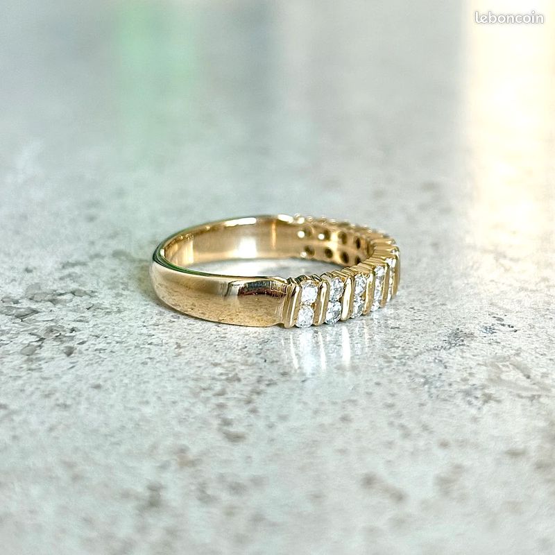 Bague Alliance - Or Jaune 750 & Diamants (image 4)